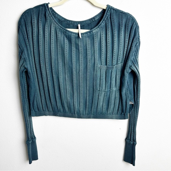 Free People Sweaters - Free People Knit cropped boxy fit sweater distressing tie-dye look size: XS